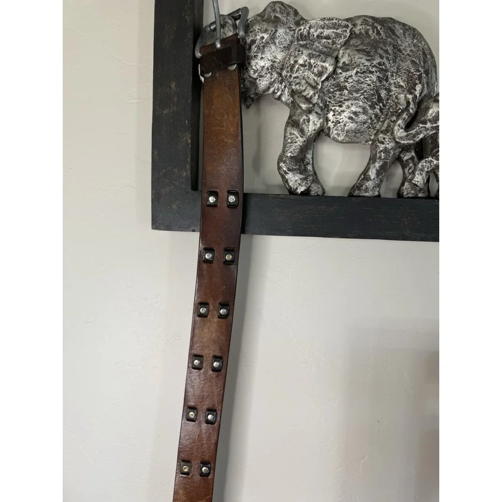 Vintage Mens leather belt studded leather 44